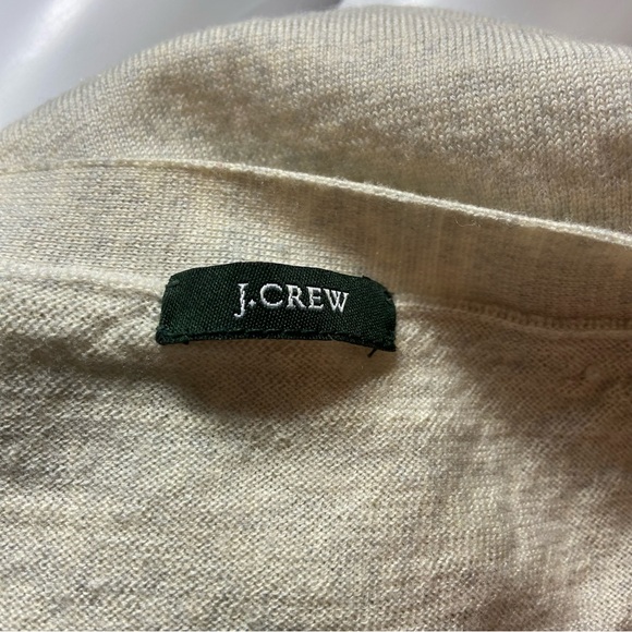 J. Crew Merino Wool Cream/Gray Women's Long Cardigan Sweater Medium M 65370 - Picture 12 of 13